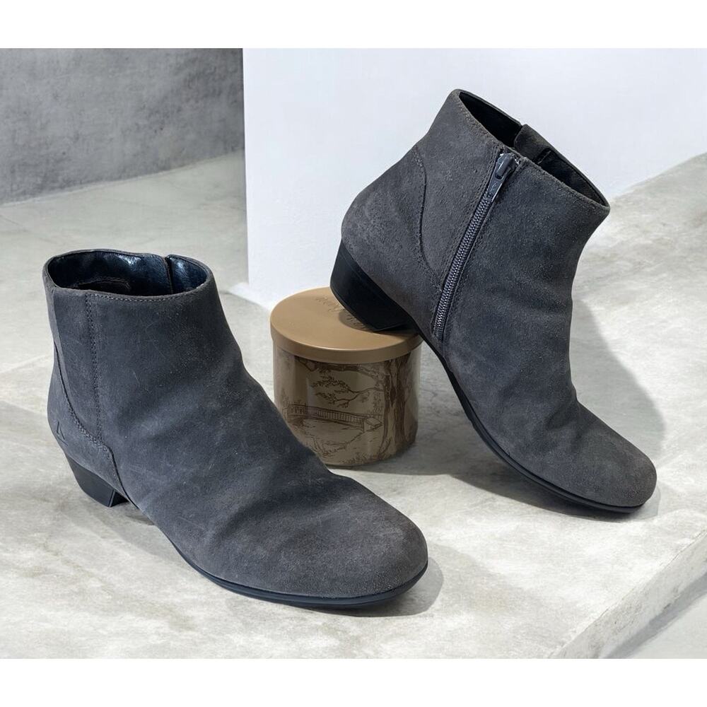 Abeo Melanie Boots Women's Size 8 Neutral Gray Leather Comfort Zip Ankle Booties